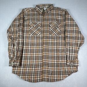 Vintage Carhartt Heavyweight Flannel Plaid Button Long Sleeve 2XL Tall S32 012